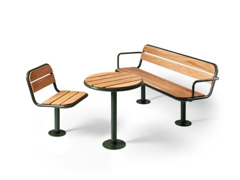 Panache Straatmeubilair Mobilier Urbain Zitbank, stoel en tafel Banc, chaise et table GRY© nola