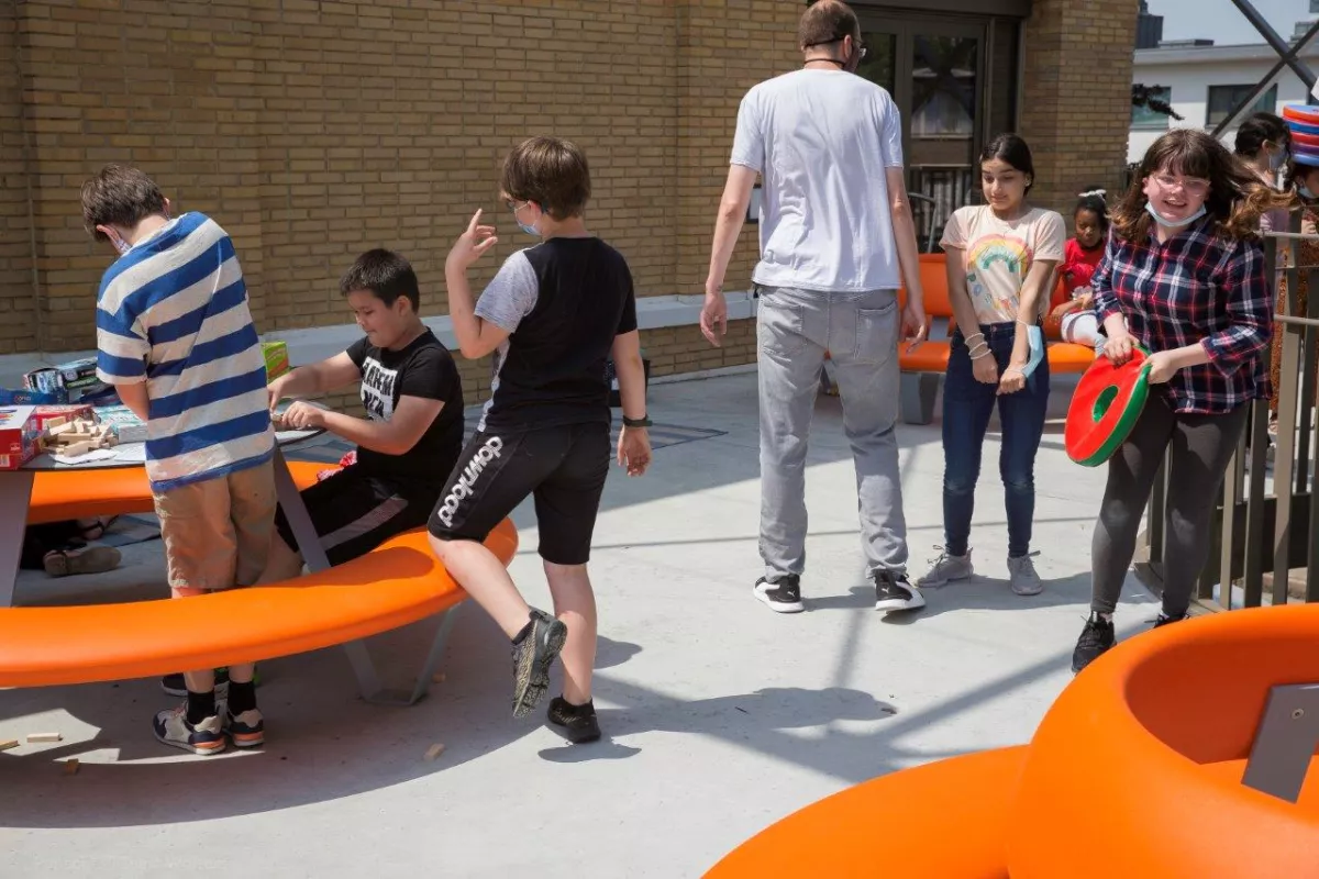 Oranje ronde picknicktafel BUDDY Table de pique-nique ronde orange