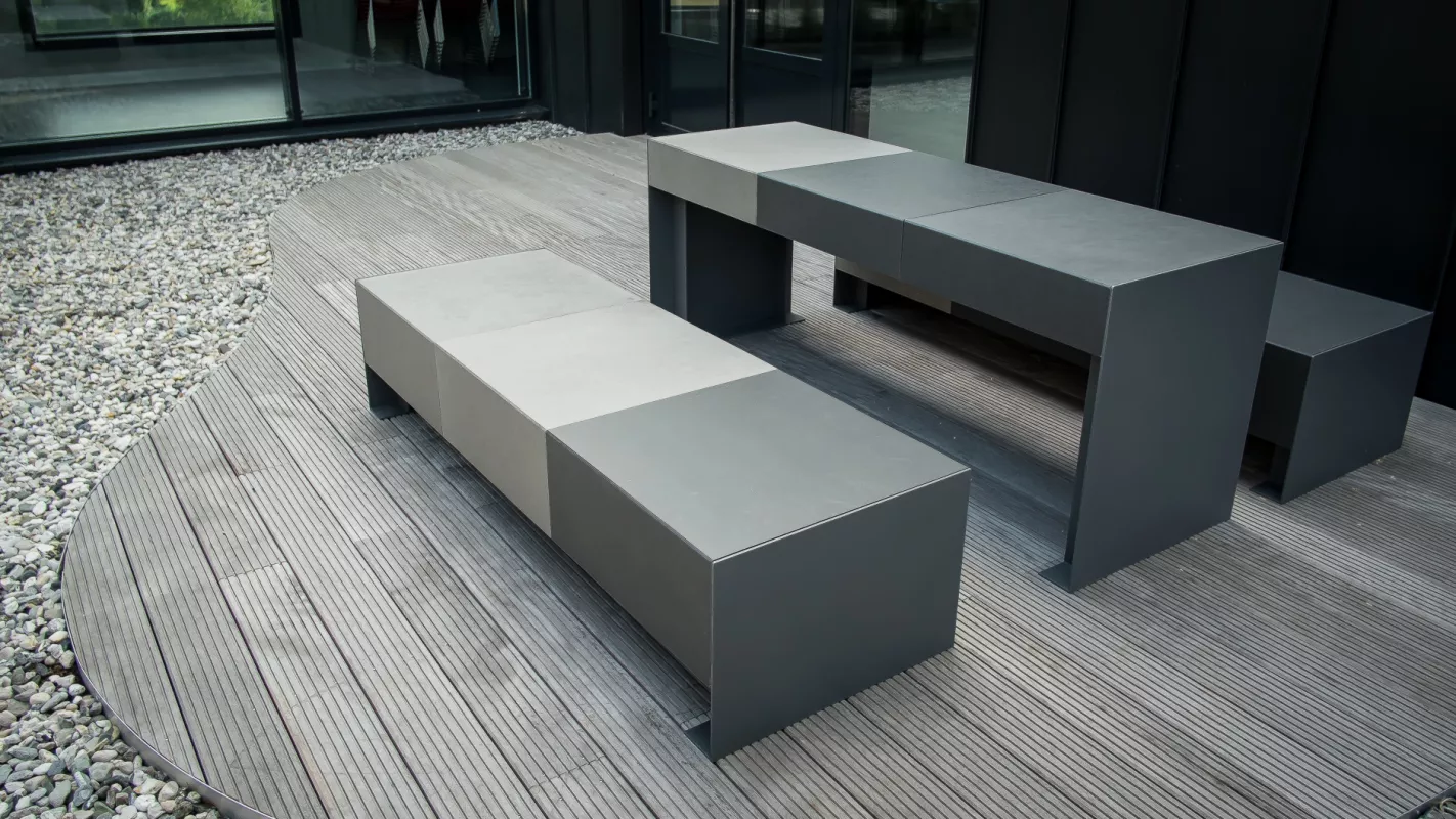 Panache Straatmeubilair Mobilier Urbain zitbank tafel banc table Passeparout Concrete©